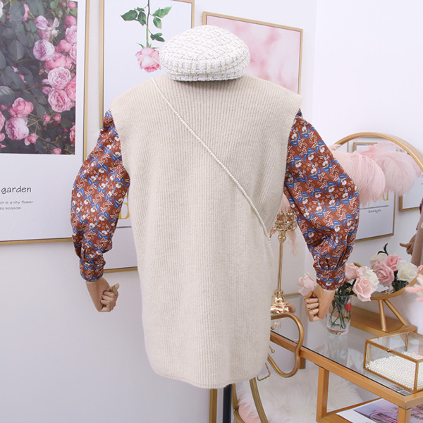 Μοντέρνο γυναικείο σετ -πουκάμισο με σχέδιο + γιλέκο