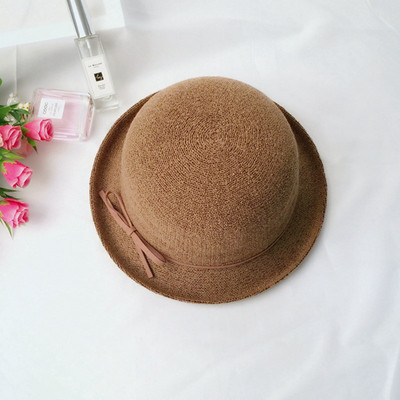 Κομψό γυναικείο καπέλο με κορδέλα σε μπεζ, ροζ, γκρι, μαύρο και καφέ χρώμα