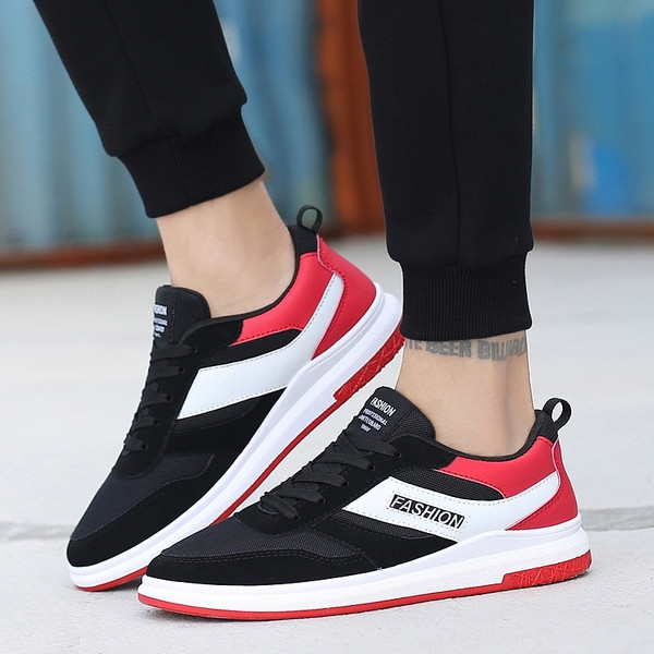 Alkalmi férfi tornacipő piros és fekete fűzővel