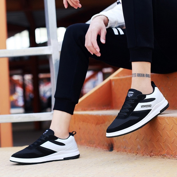 Alkalmi férfi tornacipő piros és fekete fűzővel