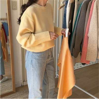 Pulover de dama toamna-iarna cu decolteu rotund in mai multe culori