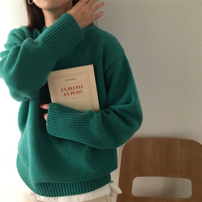 Pulover de dama toamna-iarna cu decolteu rotund in mai multe culori