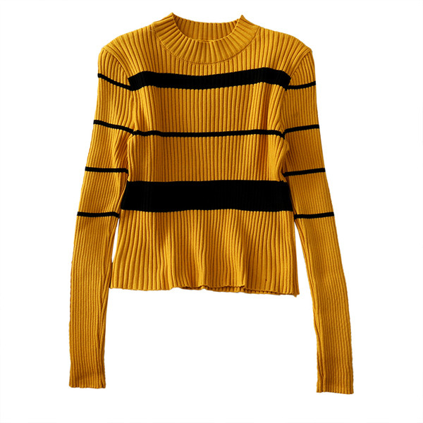 Bluză casual de damă în dungi cu decolteu oval și mâneci lungi în mai multe culori