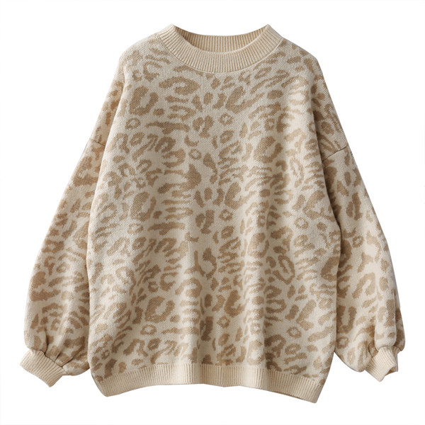 Női alkalmi pulóver ovális nyakkivágással és állatmintával, három színben