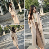 Női kabát hosszú és széles modell bézs és fekete színben