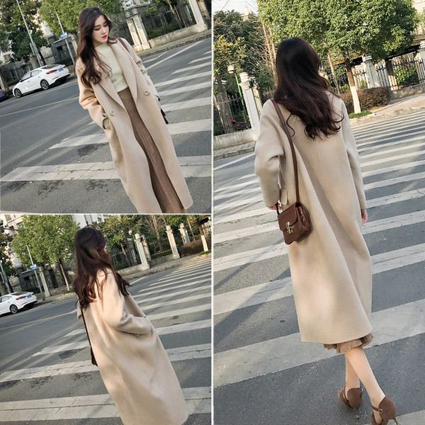 Női kabát hosszú és széles modell bézs és fekete színben