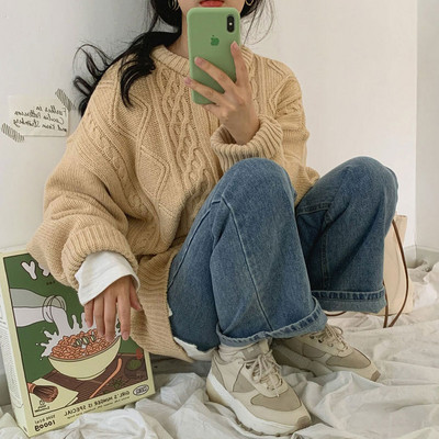 Χειμερινό γυναικείο πουλόβερ σε γκρι, μαύρο και κίτρινο χρώμα