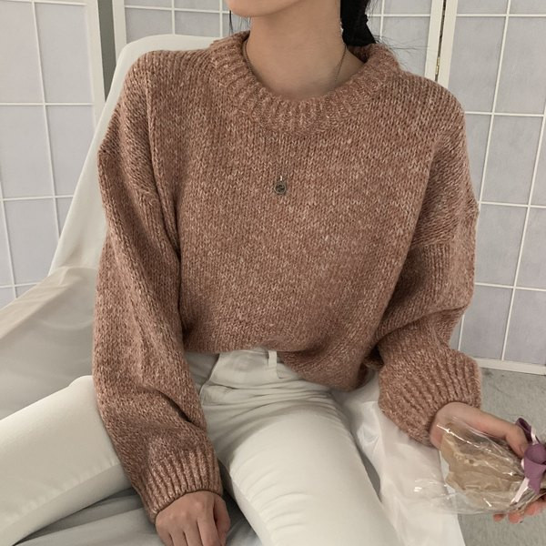 Pulover de dama modern cu decolteu rotund in mai multe culori