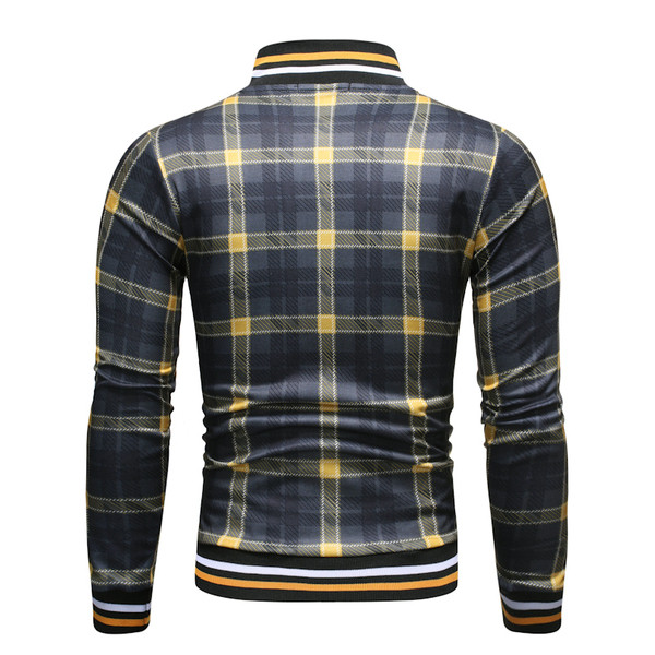 Casual φθινοπωρινό ανδρικό μπουφάν με υψηλό γιακά και φερμουάρ σε μπλε χρώμα