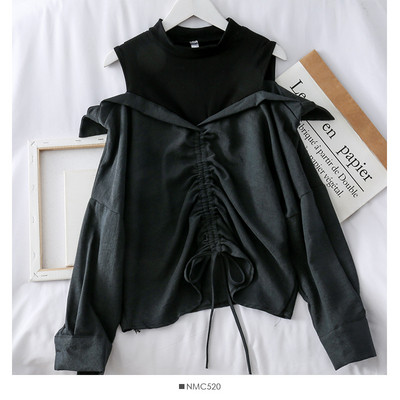 Cămașă casual de damă cu mâneci lungi și cravate în trei culori