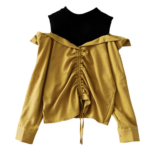 Cămașă casual de damă cu mâneci lungi și cravate în trei culori