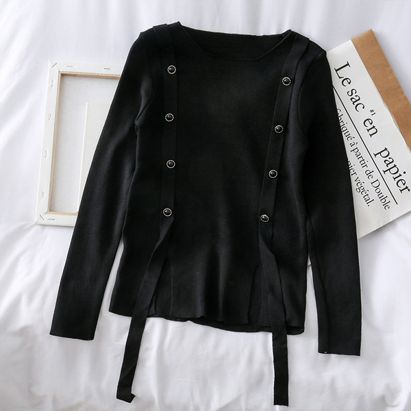 Bluză casual de damă cu perle în alb și negru