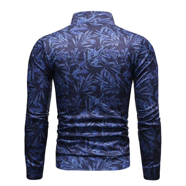 Hanorac casual pentru bărbați cu guler înalt și fermoar în culoarea albastru