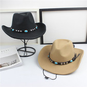 Καπέλο Cowboy με πέτρες και τρουξ σε μπεζ, καφέ, μαύρο και μπορντό χρώμα