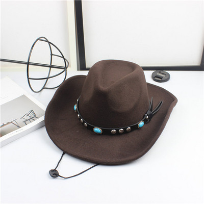 Καπέλο Cowboy με πέτρες και τρουξ σε μπεζ, καφέ, μαύρο και μπορντό χρώμα