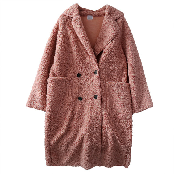 Μοντέρνο μακρύ γυναικείο παλτό με κουμπιά και τσέπες σε διαφορετικά χρώματα