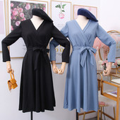 Rochie de dama model nou cu decolteu spitz - model croiat in albastru, rosu si negru