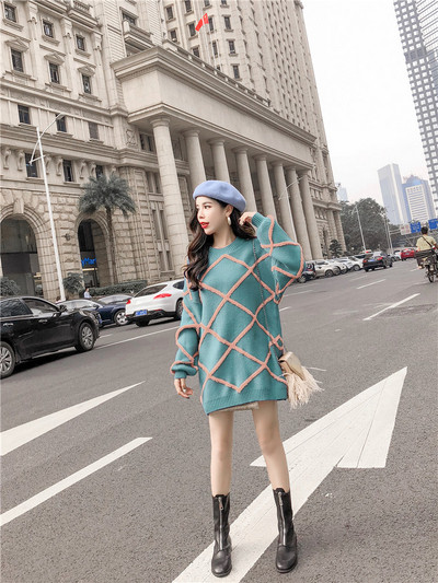 Γυναικείο πουλόβερ με μακριά μανίκια σε δύο χρώματα