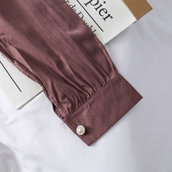 Cămașă modernă de damă cu nasturi și puf în patru culori