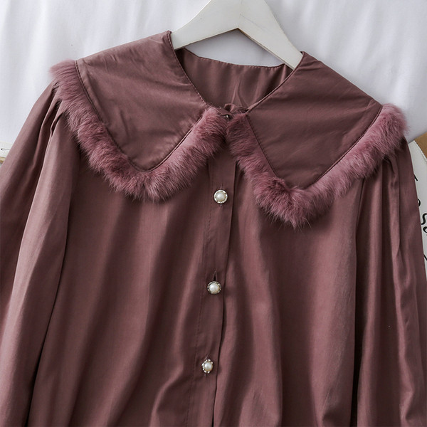 Cămașă modernă de damă cu nasturi și puf în patru culori