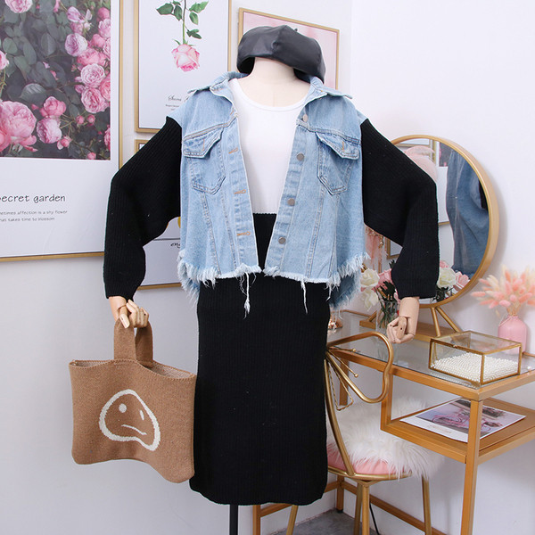 Set de dama model nou din doua parti sacou + fusta in galben, gri, negru si maro