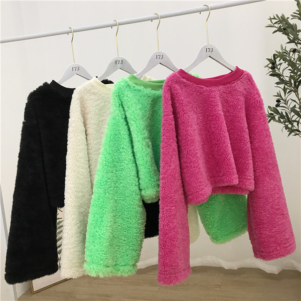 Pulover de damă din puf cu mâneci largi în patru culori