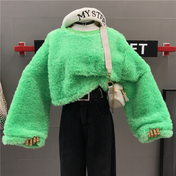 Pulover de damă din puf cu mâneci largi în patru culori