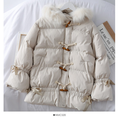 Geaca casual dama cu puf si sireturi in trei culori