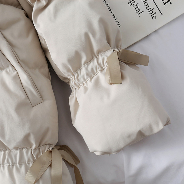 Geaca casual dama cu puf si sireturi in trei culori