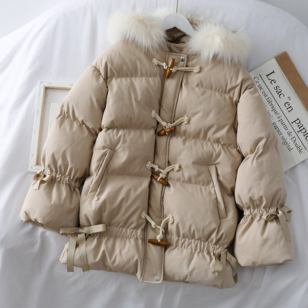 Geaca casual dama cu puf si sireturi in trei culori