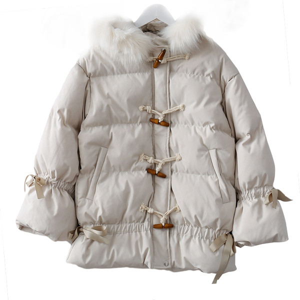 Geaca casual dama cu puf si sireturi in trei culori