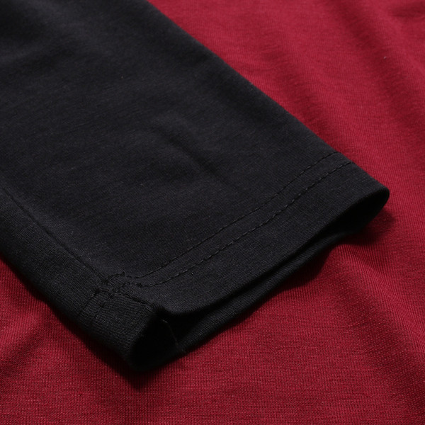 Bluză casual bărbătească cu mâneci lungi și decolteu O în galben, roșu și gri