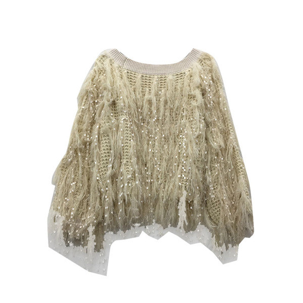 Νέο μοντέλο γυναικείο πουλόβερμε μανίκια πτώσης σε μαύρο και άσπρο χρώμα