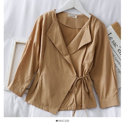 Casual Γυναικείο πουκάμισο με λαιμόκοψη στο λευκό, μαύρο και καφέ χρώμα