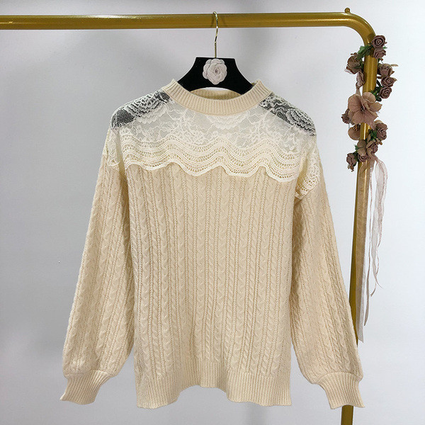 Γυναικείο πουλόβερ με δαντέλα σε τέσσερα χρώματα