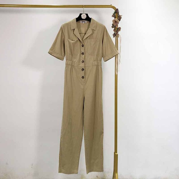 Salopeta lunga de dama cu nasturi si talie elastica