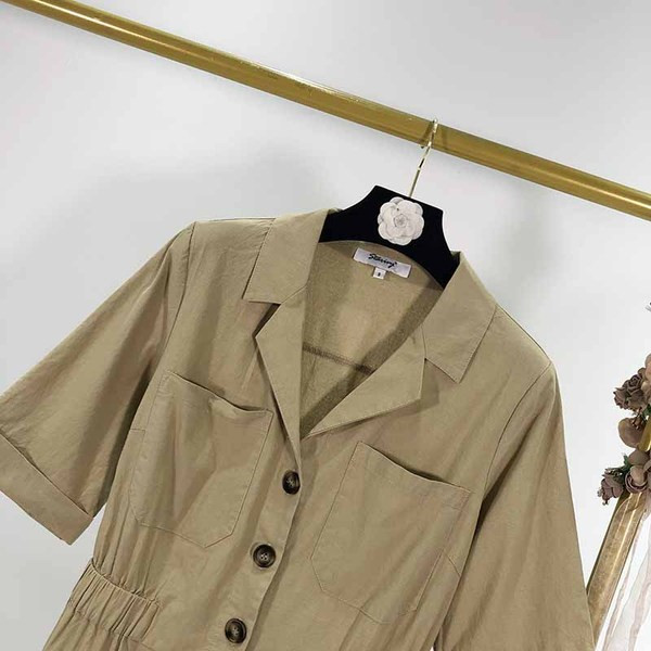 Salopeta lunga de dama cu nasturi si talie elastica