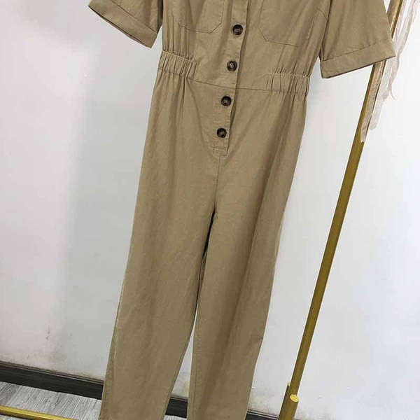 Salopeta lunga de dama cu nasturi si talie elastica