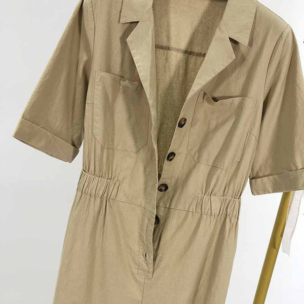 Salopeta lunga de dama cu nasturi si talie elastica