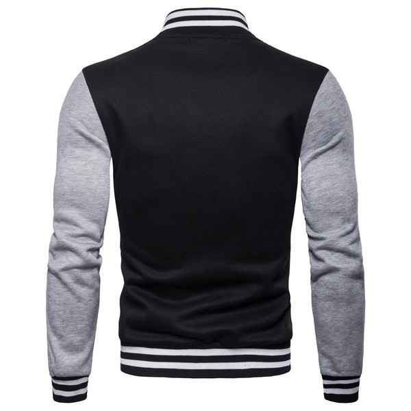 Geaca de toamna moderna pentru barbati cu guler inalt si nasturi in negru, gri si rosu