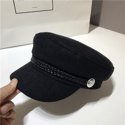 Κομψό γυναικείο καπέλο με γείσο μαύρο και γκρι χρώμα