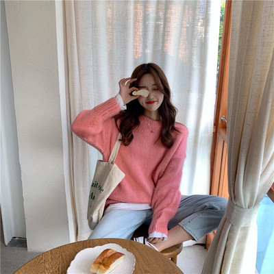 Χειμερινό γυναικείο πουλόβερ  με στρογγυλό λαιμόκοψη σε τέσσερα χρώματα