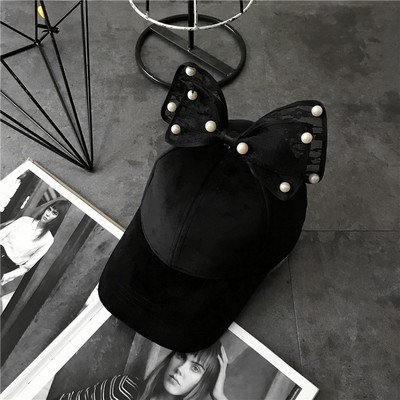 Palarie moderna de dama cu element 3D, panglica si perle