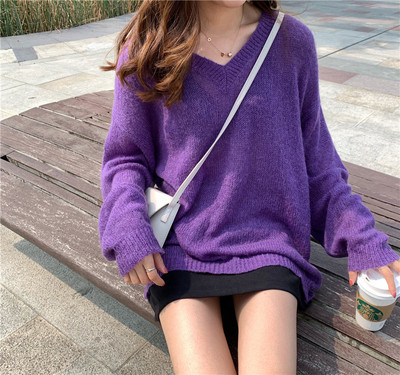 Pulover de iarnă de damă cu decolteu spitz în mai multe culori