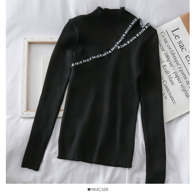 Alkalmi női blúz magas gallérral, felirattal három színben