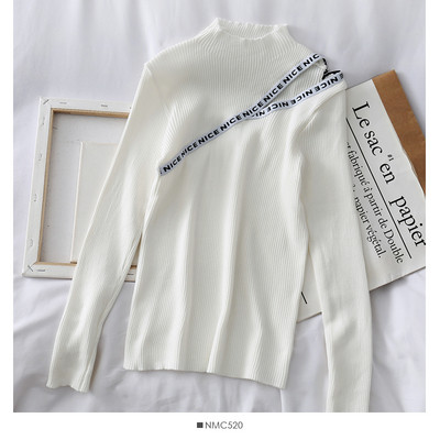 Alkalmi női blúz magas gallérral, felirattal három színben