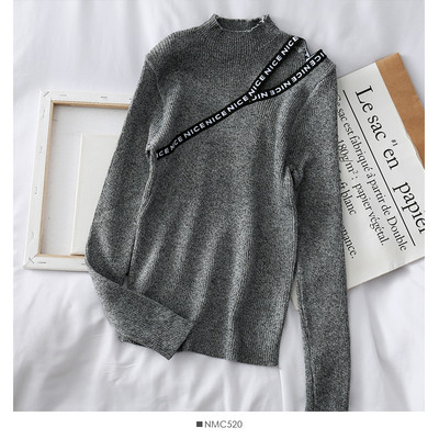 Alkalmi női blúz magas gallérral, felirattal három színben