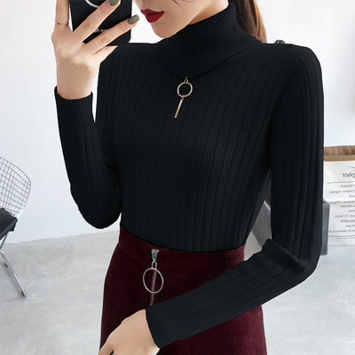 Νέο μοντέλο γυναικείο πουλόβερ με υψηλό κολάρο πόλο σε λευκό, μαύρο, ροζ και μπεζ χρώμα