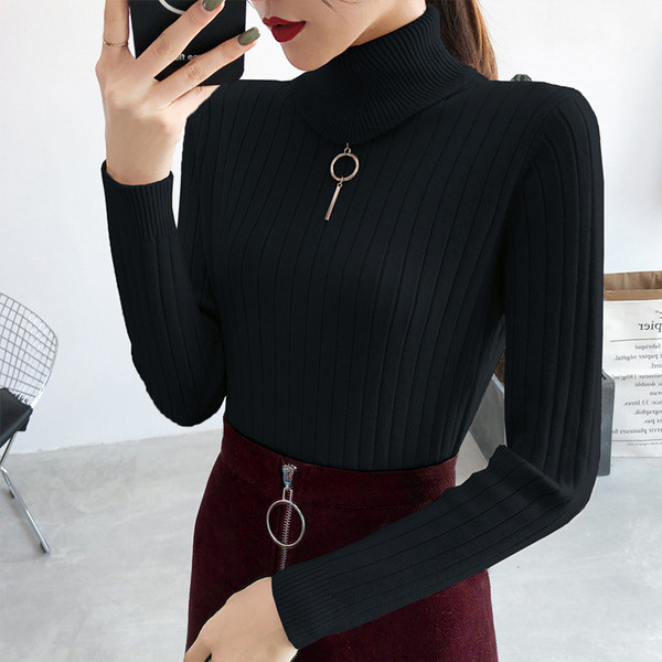 Νέο μοντέλο γυναικείο πουλόβερ με υψηλό κολάρο πόλο σε λευκό, μαύρο, ροζ και μπεζ χρώμα