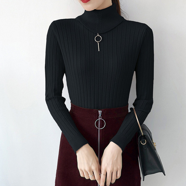 Νέο μοντέλο γυναικείο πουλόβερ με υψηλό κολάρο πόλο σε λευκό, μαύρο, ροζ και μπεζ χρώμα